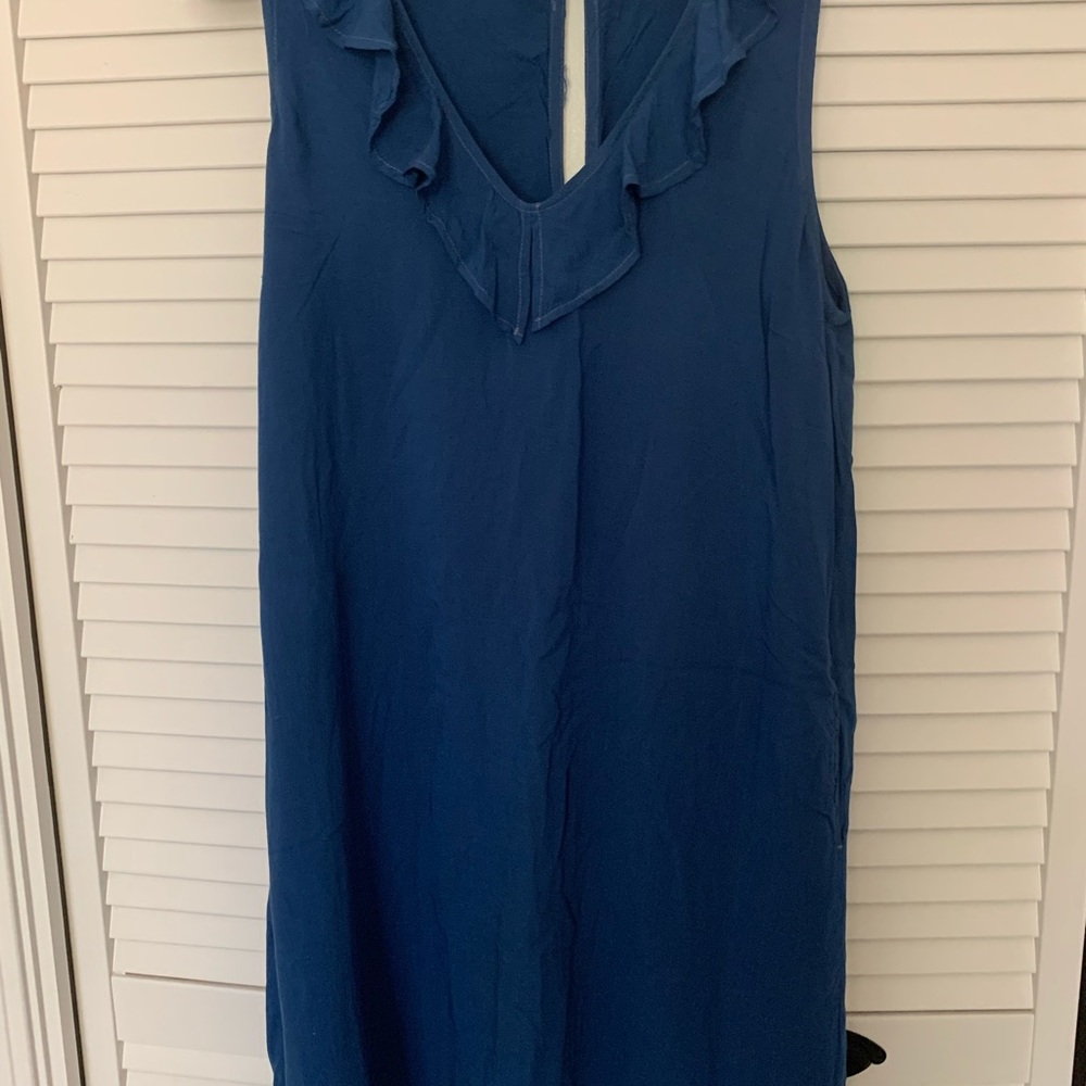 Cloth & Stone Blue Ruffle Trim Dress